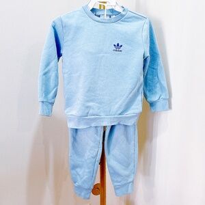 Adidas original kids light blue crew matching set